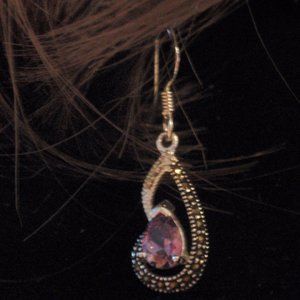 plated Sterling Silver and amethysts marcasite earrings